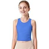 JOCMIC Girls Tank Tops Athletic Tanks with Built-in Bra Double-Lined Racerback Workout Crop Tops for Sports Yoga