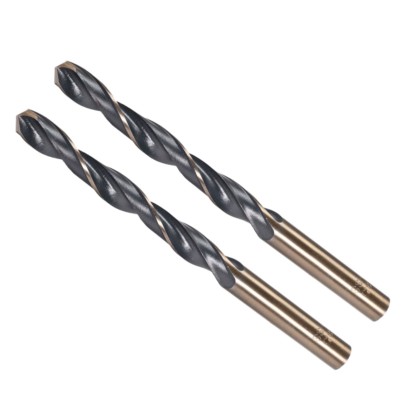 CoCud Twist Drill Bits, 8.5mm Cutting Edge, Titanium & Nitride Coated High Speed Steel 4341 Round Shank - (Applications: for Stainless Steel Drilling Machine), 2-Pieces — image 1