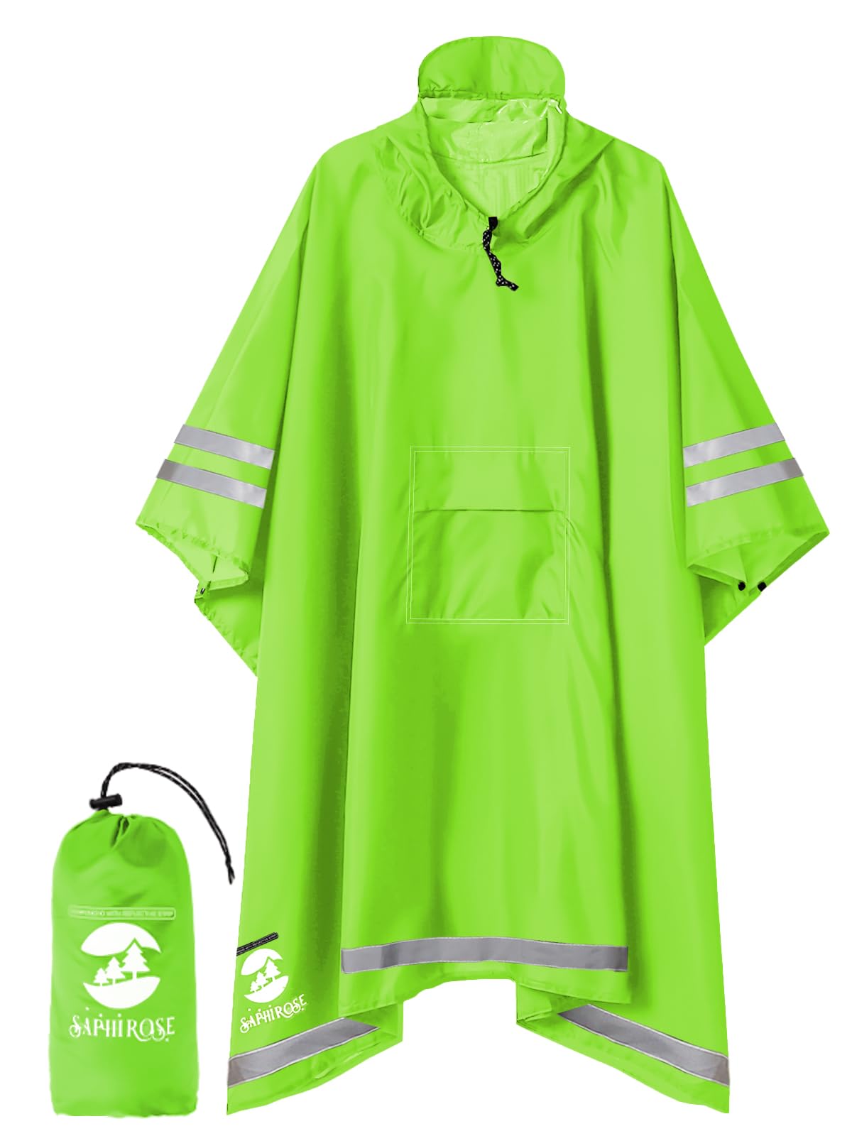 SaphiRose Hooded Rain Poncho Waterproof Raincoat