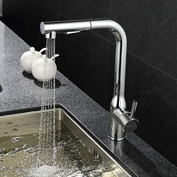 Messing Chrom Wasserhahn Küche mit zwei Funktion Brause Küchenarmatur