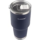 SILICANICE Break & Scratch Resistant lid with Detachable Slider, 30 oz Insulated Tumbler, Splash Resistant Design, Travel Coffee Mug,Cup holder -friendly, Hot/Cold Drinks,Thoughtful Gift-Navy Blue