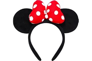 ODOCARE Handmade Mouse Ears Headband for Women and Ladies, Polka Dot Bow Mini Ears Costume Accessories