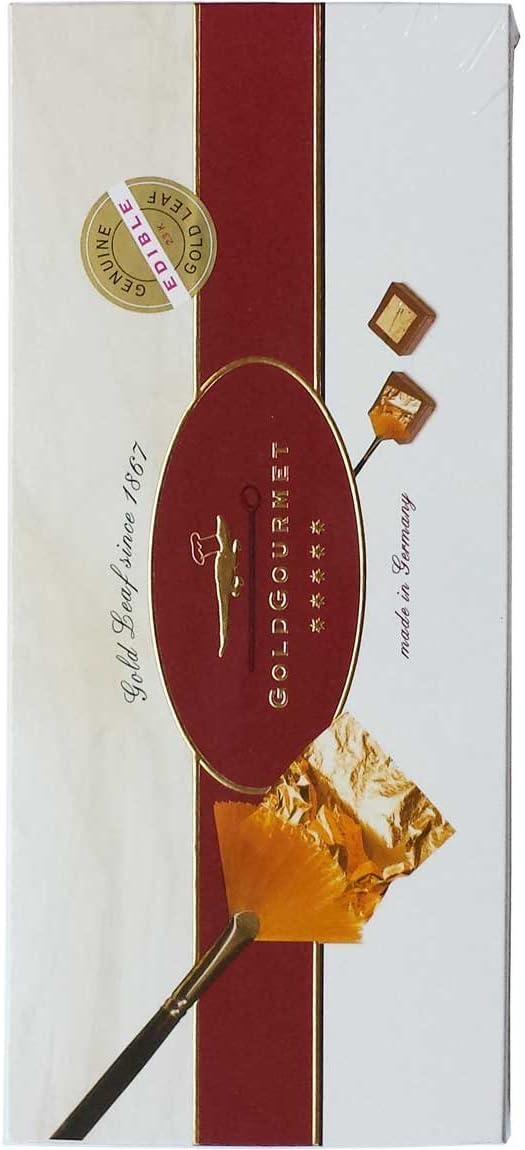 Edible 23K Gold Kit with 12 50x50mm Leaves Book & Soft Fan Brush For Gold Leaf Application