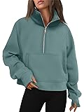 AUTOMET Womens Sweatshirts Half Zip Cropped