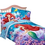 Disneys Ariel Little Mermaid Cascading Flowers Full Comforter Set- Comforter, Shams, and Bedskirt