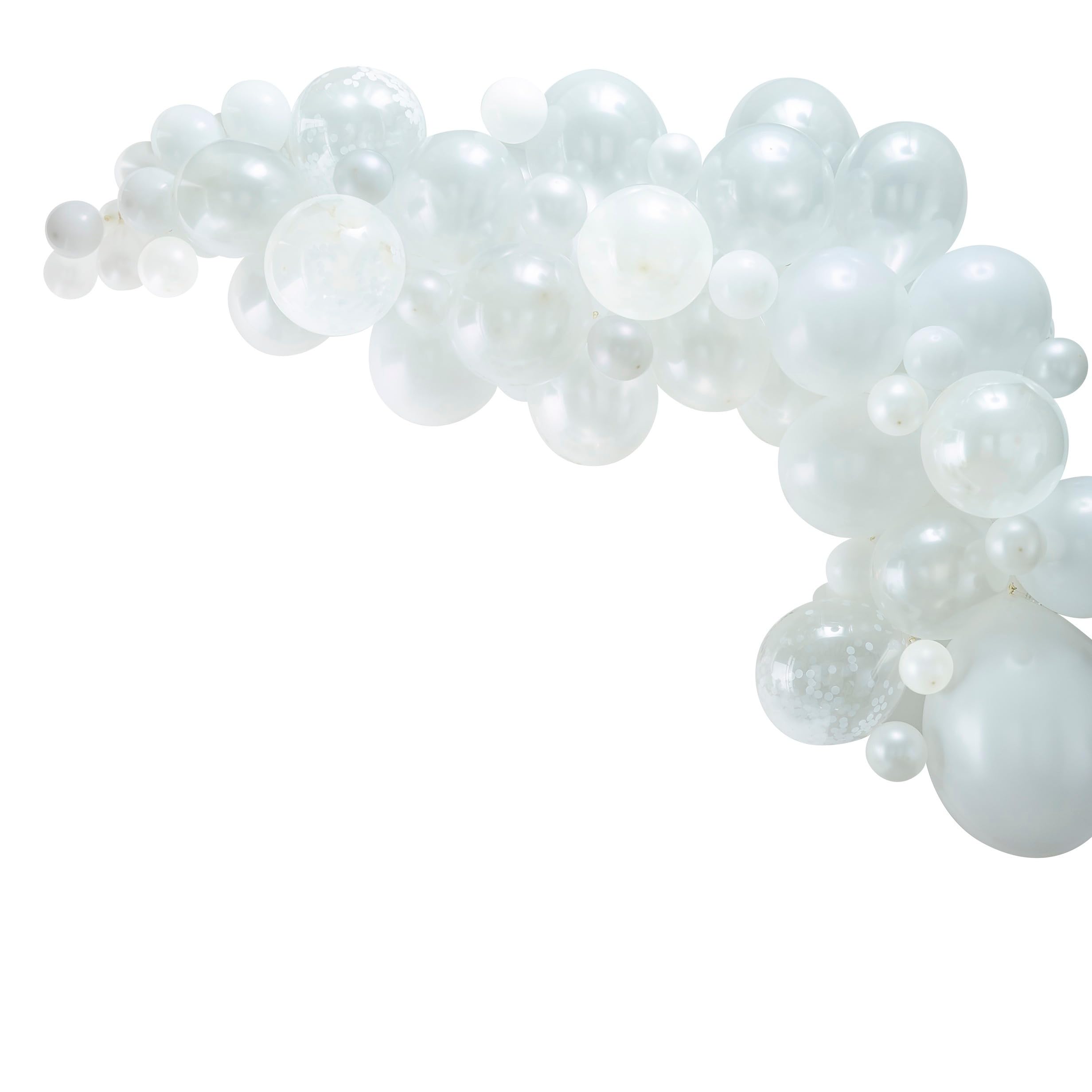 Ginger Ray White Balloon Arch Garland Kit - 70 Balloons in assorted sizes & Tape - Balloon Arches