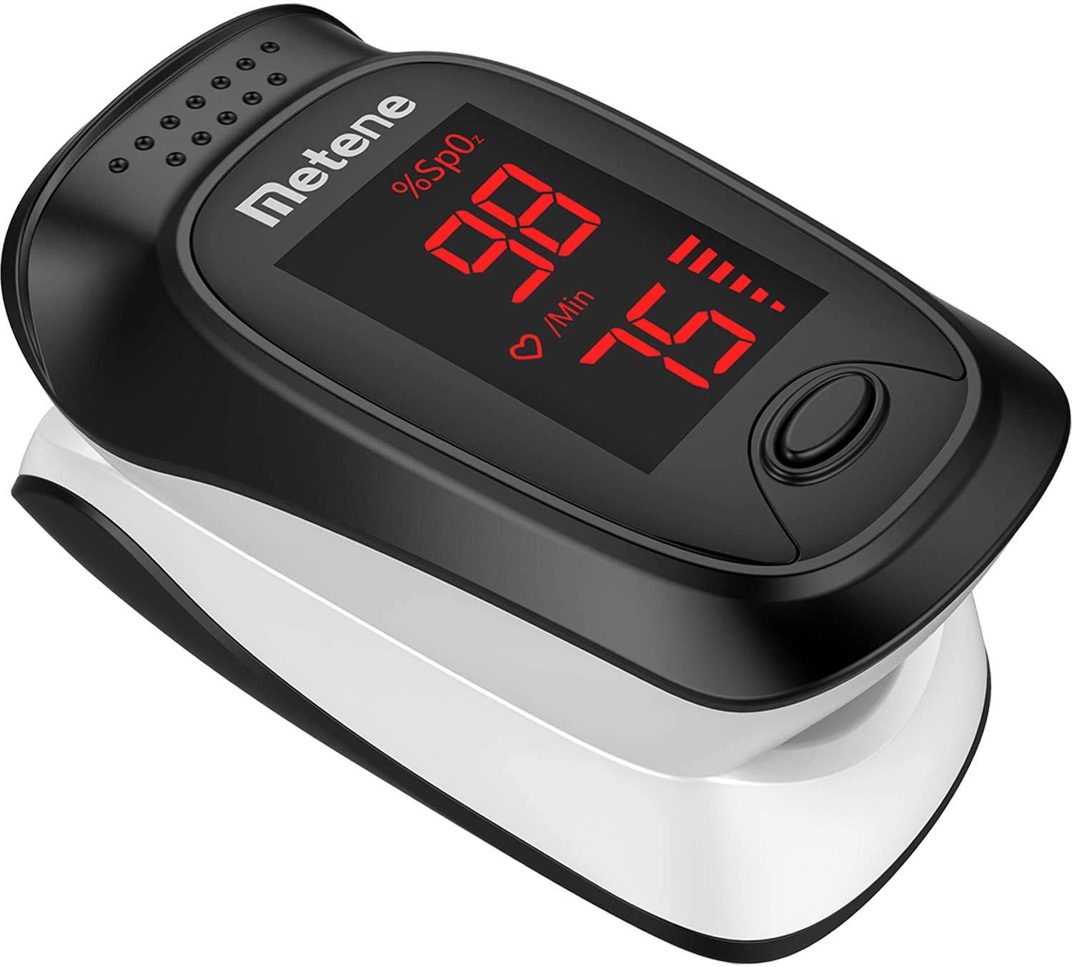 Fingertip Pulse Oximeter, Blood Oxygen Saturation Monitor with Alarming Beep, Metene Portable SpO2 Meter with Batteries and Lanyard