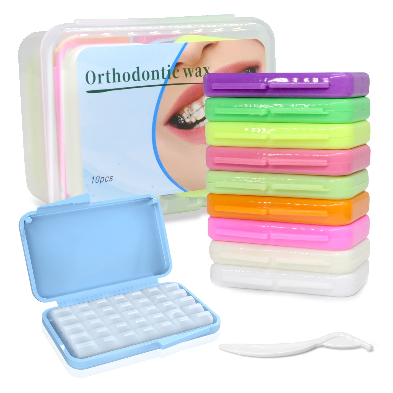 Photo 1 of (10 Pack) Braces Wax-Dental Wax for Braces & Aligners,50 Premium Orthodontic Wax Strips-White