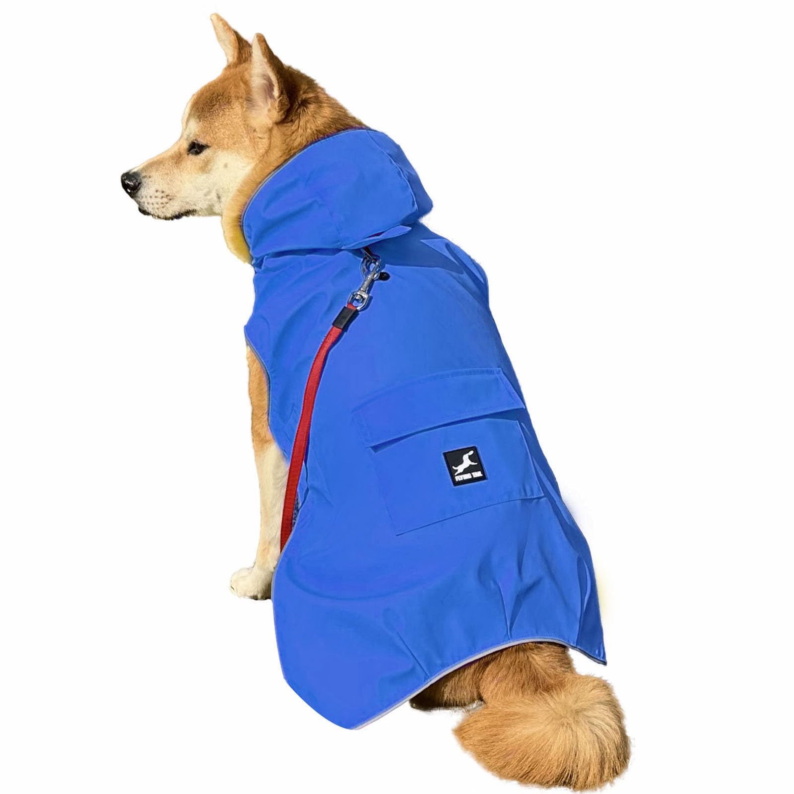 FLYING TAIL Not Stiffen,Super Soft Hand Feel Dog Raincoat, Reflective, Adjustable, Easy Wear, Leash Hole for 2XSmall breed-5XLarge Breed Dogs (Blue, X-Small)