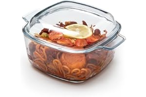 NUTRIUPS 1.5L Glass Casserole Dish with Lid Square Casserole Dish Glass Oven Bakeware Microwave Safe Dish with Lid Small Casserole Dish