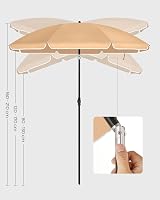 SONGMICS Parasol 160 cm UPF 50+ Beach Umbrella Taupe GPU60BR view 5