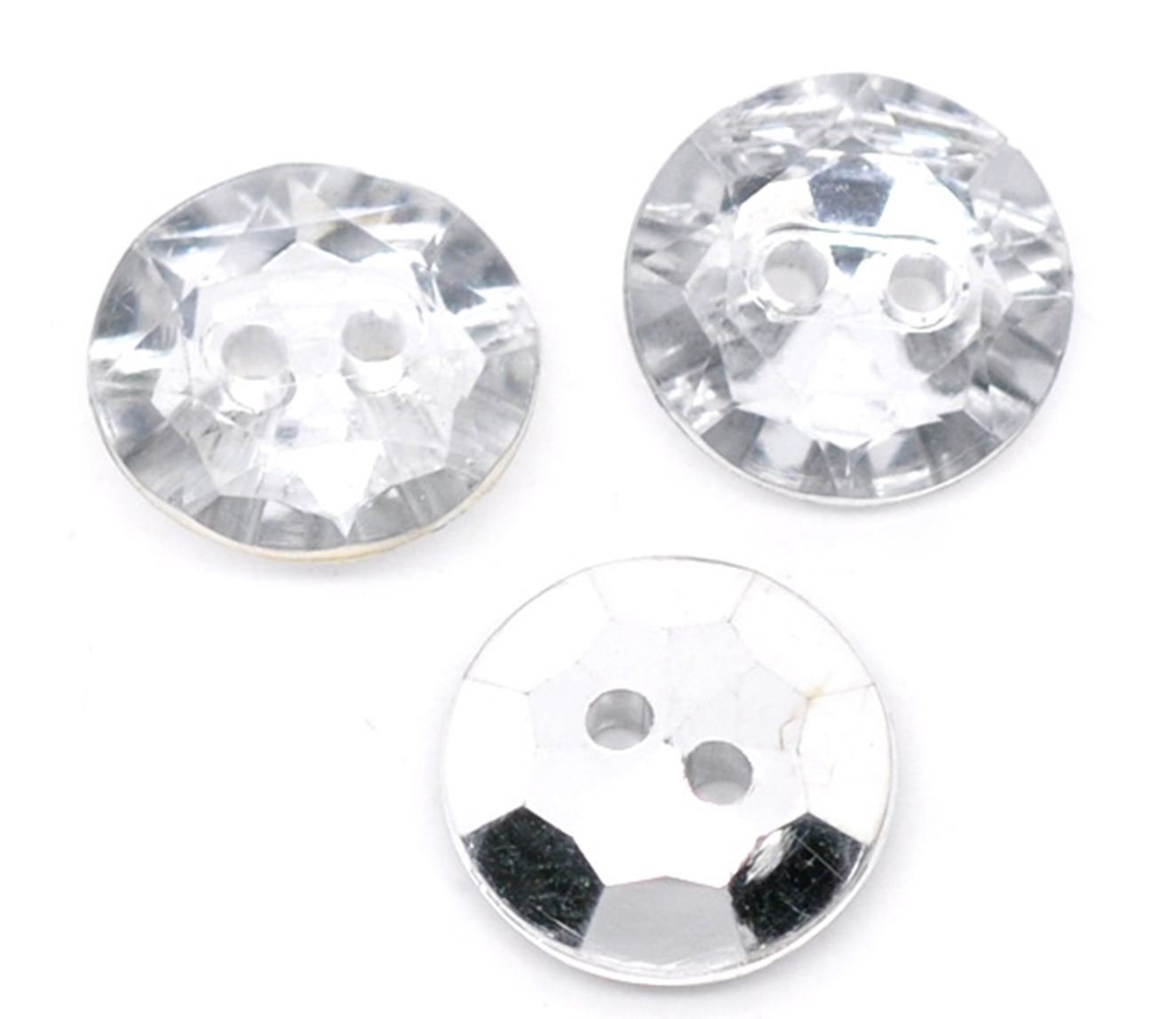 20 Large 30mm Plastic Crystal Faux Diamond Round Rhinestone Sewing Craft Buttons