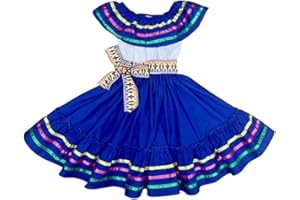 unik Girl's Fancy Traditional Mexican Birthday, Christmas, Cinco De Mayo, Cultural Fiesta Dress Size 4-14