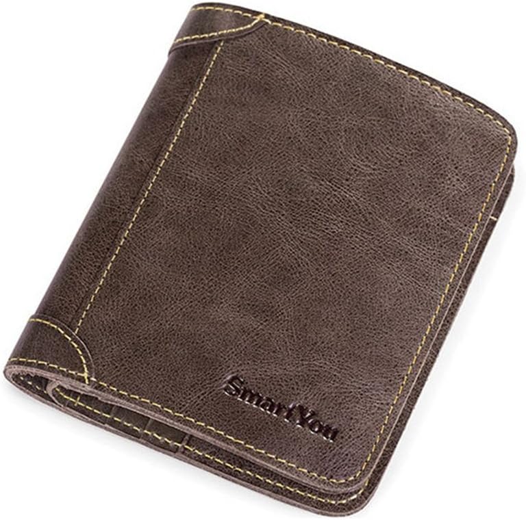 Men's wallet leather Leather Man Purse Free Engraving Pattern Languages Commonly Gifts Will Be Selected Daily Use Wallet (Color : Coffee)