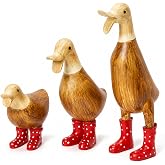 Duck with Boots, Yard Decorations Yard Art Garden Puddle Ducks with Spotted Wellies Rainboots Cute - Single - Garden Decor Statues, Figurine Statue - Waterproof Indoor &amp; Outdoor Lawn Gnome (Red Set)