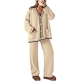 PRETTYGARDEN Lounge Sets for Women Fall 2026 Loungewear 2 Piece Outfits Cardigan Sweaters Track Suit Matching Winter Clothing