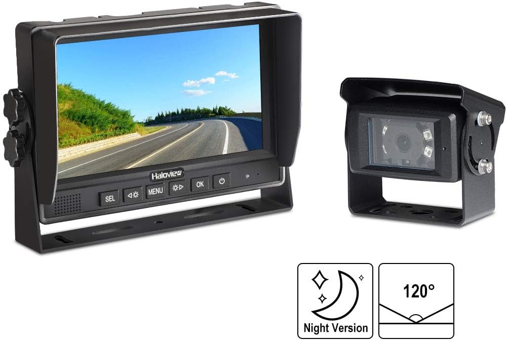 Haloview MC7601 Backup Camera System Kit 7'' LCD Reversing Monitor and IP69K Waterproof Rear
