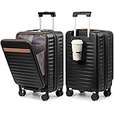 Joyway Carry on Luggage Airline Approved with Front Compartment and Cup Holder, 20 Inch Hard Shell Carry-on Suitcase with Spinner Wheels and TSA Lock for Women Men
