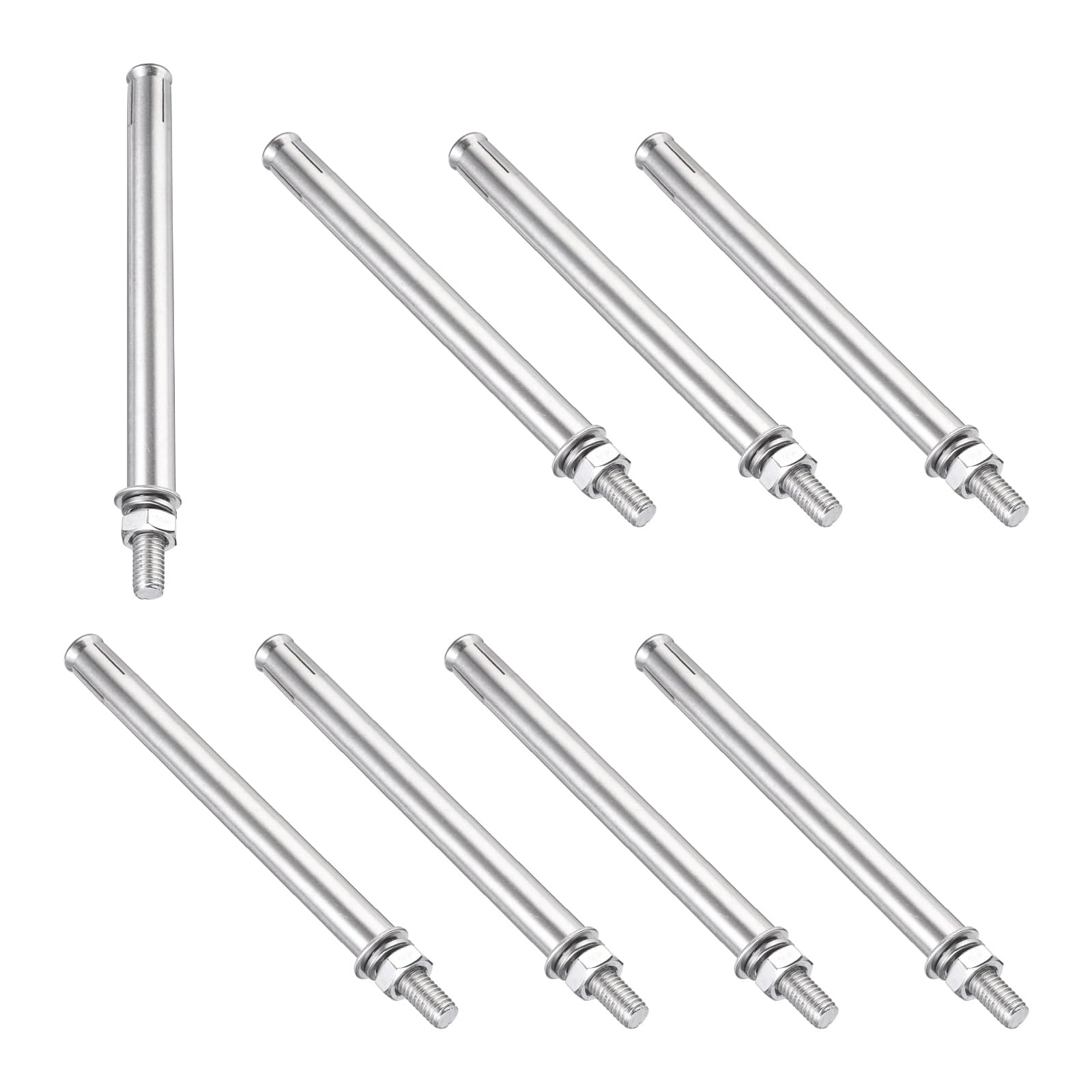 PATIKIL M8 x 150mm Expansion Bolts, 8Pcs 304 Stainless Steel Expansion Screw Bolts Sleeve Anchoring Fastener for Wall Concrete Brick Wall Drywall Air Conditioner, Silver
