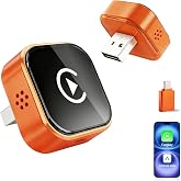 2026 Wireless CarPlay Adapter for iPhone,2 in 1 for Apple Carplay and Android Auto Adapter,Mini carplay Wireless Adapter Convert Wired to Wireless, Plug &amp; Play, USB to USB-C/Type-C (Orange)