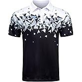 Seadodo Golf Shirts for Men Short Sleeve Dry Fit Moisture Wicking Performance Print Polo Shirt for Tennis Hiking Camping