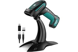 Anyeast Industrial Wireless Barcode Scanner with Stand, 1D 2D QR Bluetooth Barcode Scanner for Android, iOS, Windows, Mac, USB Bar Code Reader Scanner with Drop Resistant Dustproof Waterproof