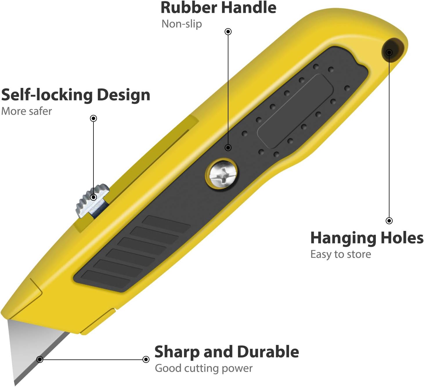 4-PACK Box Cutter Colorful Utility Knife Heavy Duty Aluminum Shell Box Cutters Retractable for Cartons, Cardboard, Boxes - - 