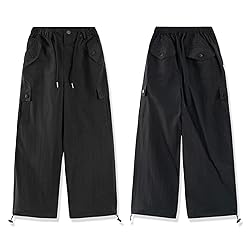 Rolanko Parachute Pants for Girls Baggy Y2K Cargo