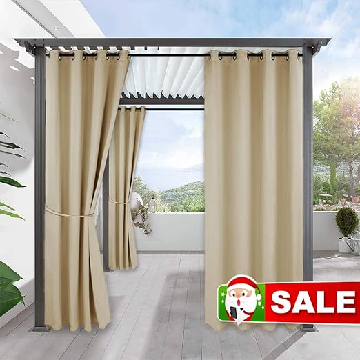 Amazon Com Ryb Home Outdoor Patio Curtains Heavy Weighted Porch