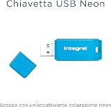 Integral 128GB Neon Blue USB 2.0 Flash Drive - Compact Capless Design view 3