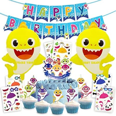 Baby Shark Birthday Decoration Supplies Kit For Boy Girl Kids