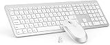 Seenda SK38 Wireless Keyboard and Mouse Set UK Layout Full Size USB 2.4G White