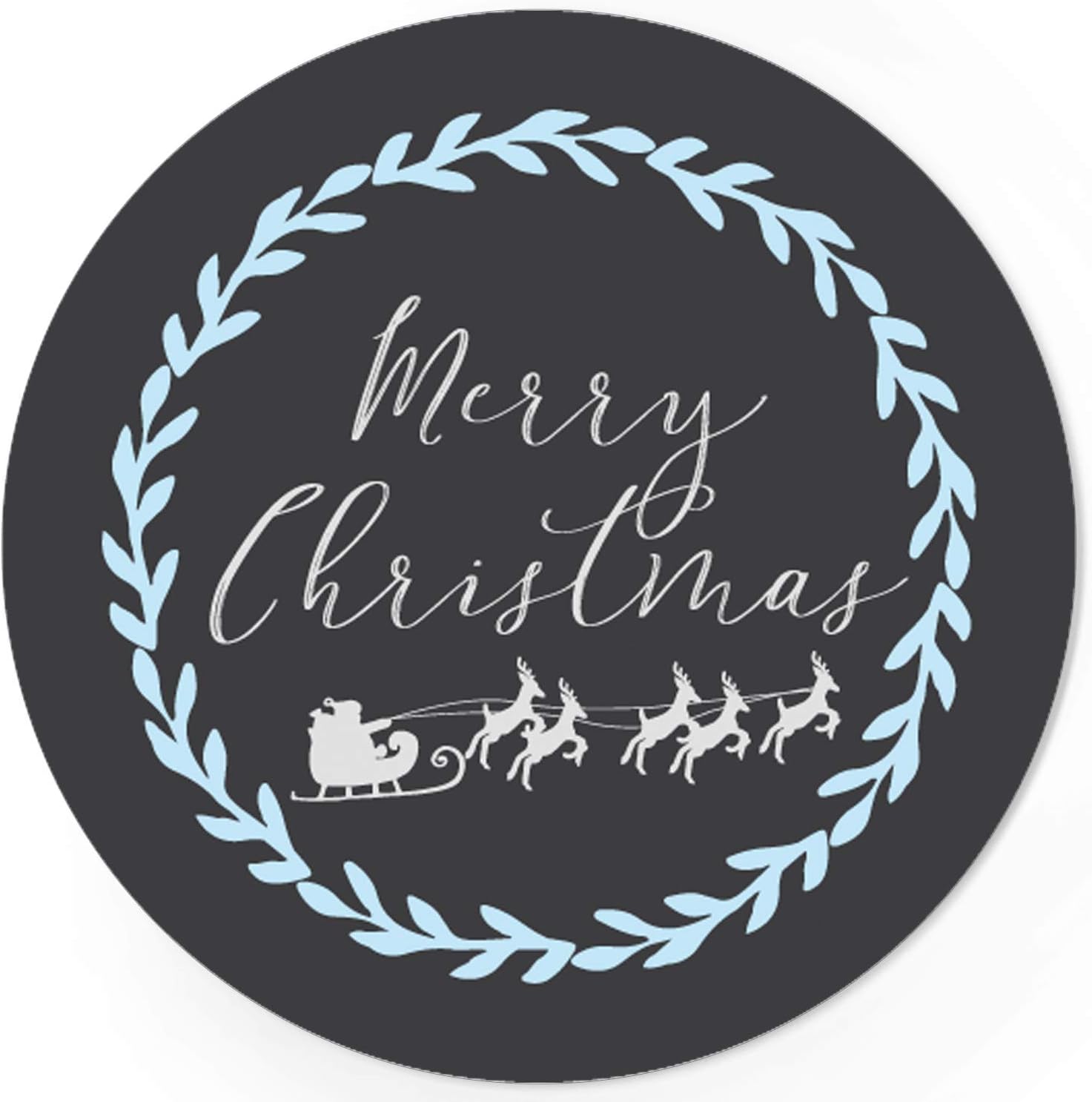 48 Weihnachtsaufkleber Weihnachtsschlitten mit Rentieren und Merry