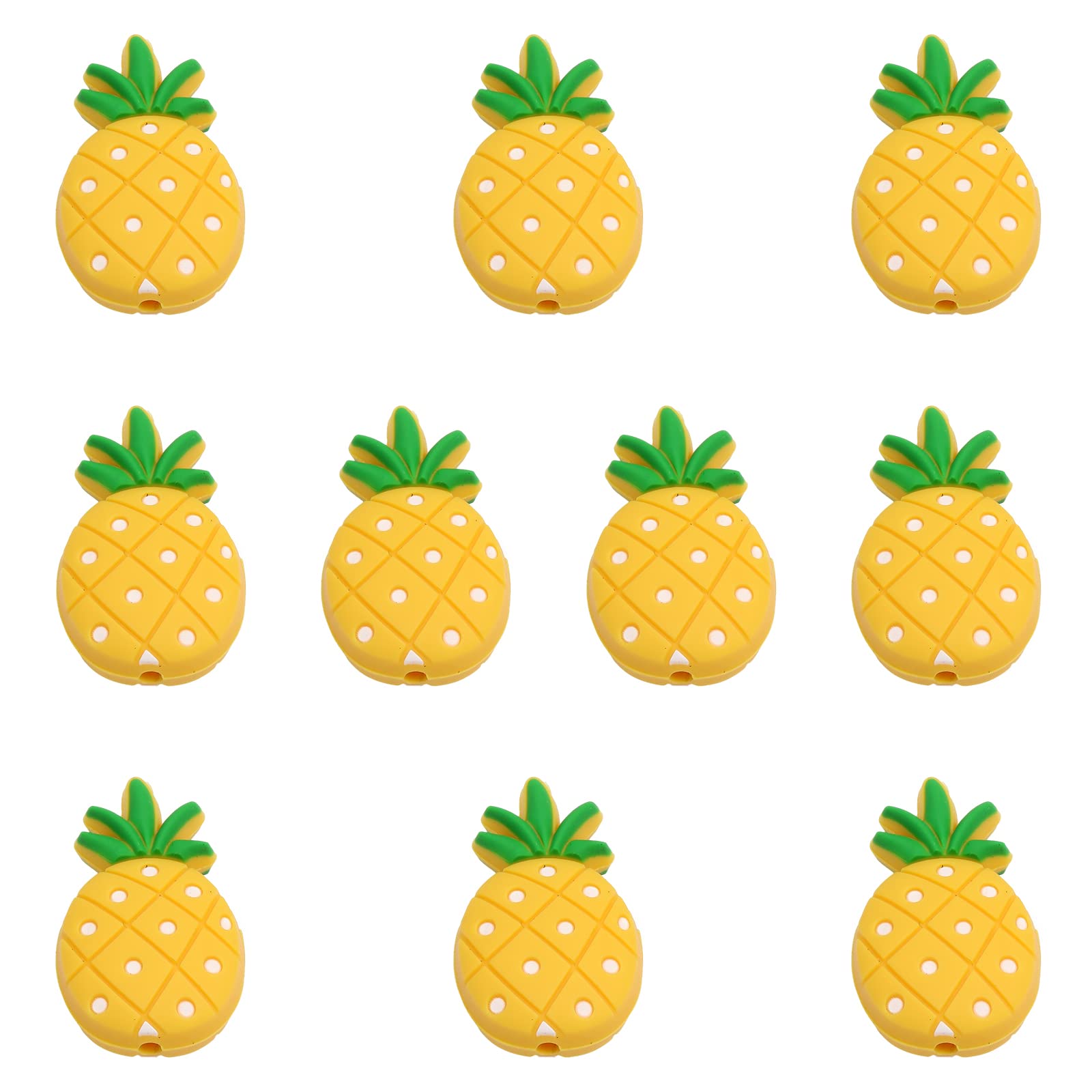 CHGCRAFT 10Pcs Pinefruit Shape Silicone Beads for DIY Necklaces Bracelet Keychain Making Handmade Crafts, Gold