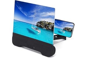 BWEEOUTG 14'' Screen Magnifier with Bluetooth Speakers for Cell Phone,3D Magnifying Projector Screen Enlarger for Movies Videos Games Foldable Stand Holder with HD Screen Amplifier Supports All Smartphones