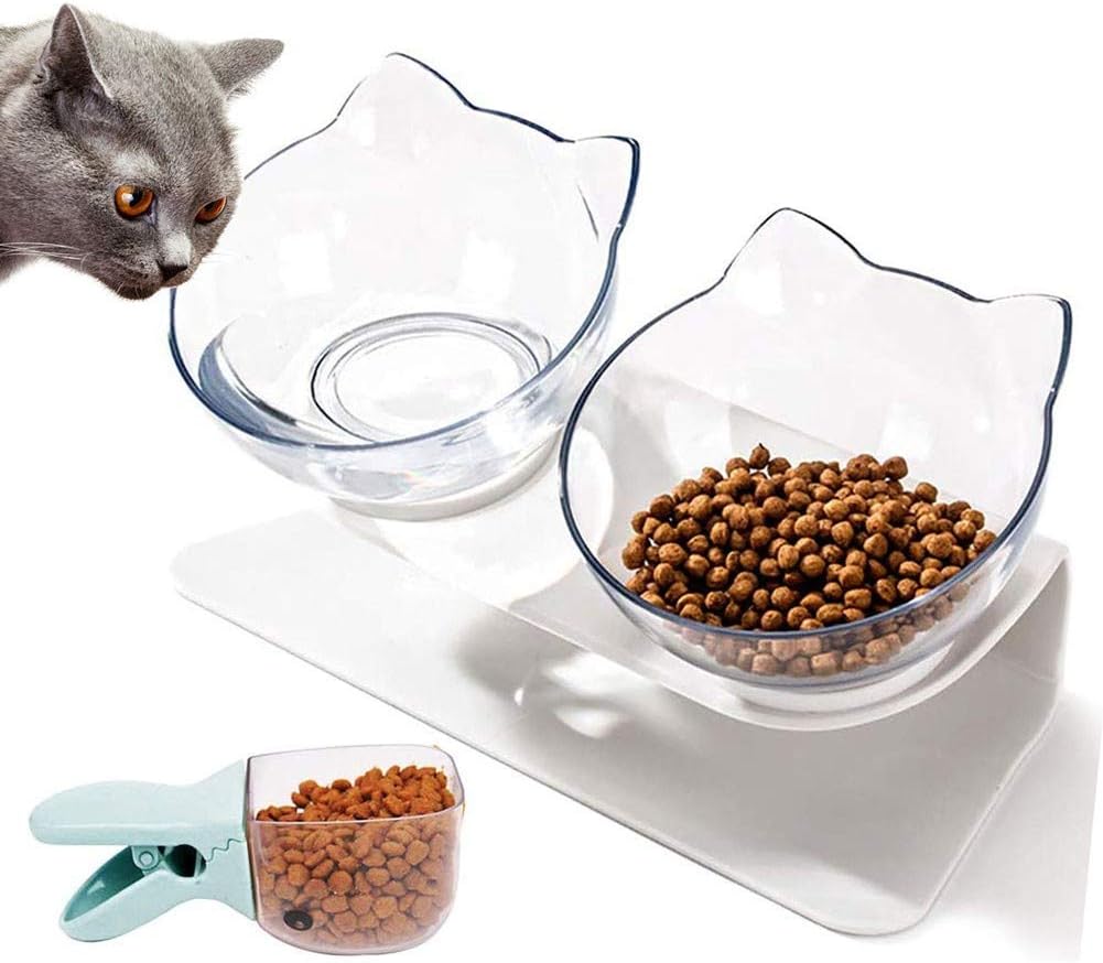 Tilted Raised Cat Food Bowls 
