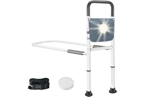 Aspelev Bed Rails for Seniors Elderly Adults Safety,Height Adjustable Bed Assist Rails with Motion Light,Storage Pocket,Floor