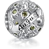 Su-Carata 925 Sterling Silver Birthstone Charms for Pandora Bracelets and Necklaces, Bead Charm with Cubic Zircona Valentines Gifts for Wife/Girlfriend Women