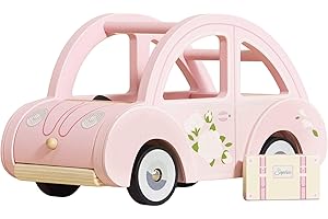 Le Toy Van - Wooden Daisylane Sophie's Car Accessories Play Set for Dolls Houses - Wooden Car Toy with Luggage Accessory - Dollhouse Accessories - Suitable for Ages 2+,Bright Pink, Medium