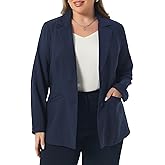 Agnes Orinda Plus Size Blazers for Women Notched Lapel V Neck Business Casual Outfits Suit Jacket Work Fall Blazers