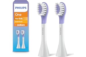 PHILIPS SONICARE Philips One for Kids by Sonicare Replacement Brush Heads, Purple, for Kids Age 3+, 2 Pack, Model BH1022/30