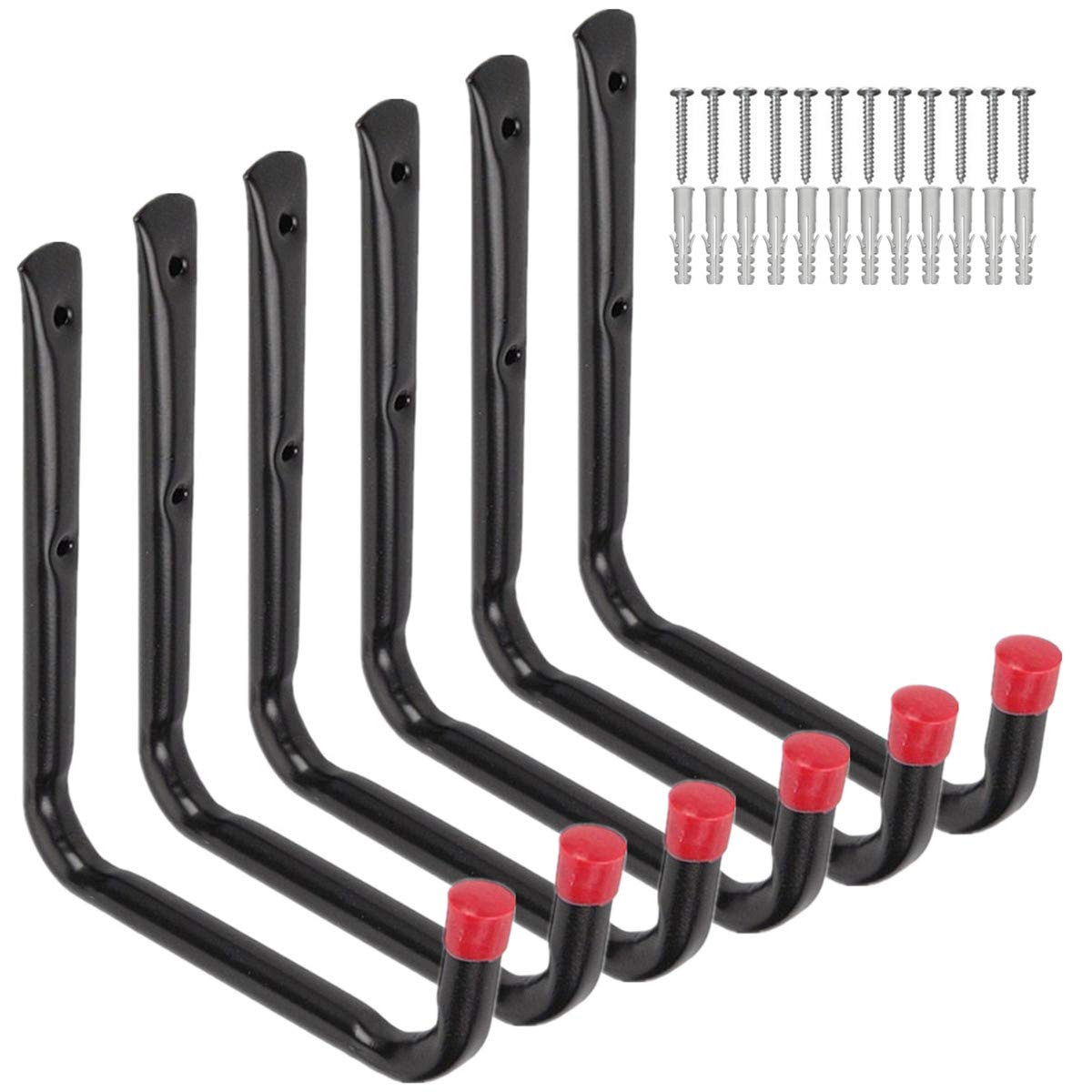 Whrsinlor Heavy Duty Utility Garage Storage Hooks, Ladder Storage Hook Wall Mount J Organizer Hangers for Hoses, Garden Tools, Cords, Cables, Toy Bag