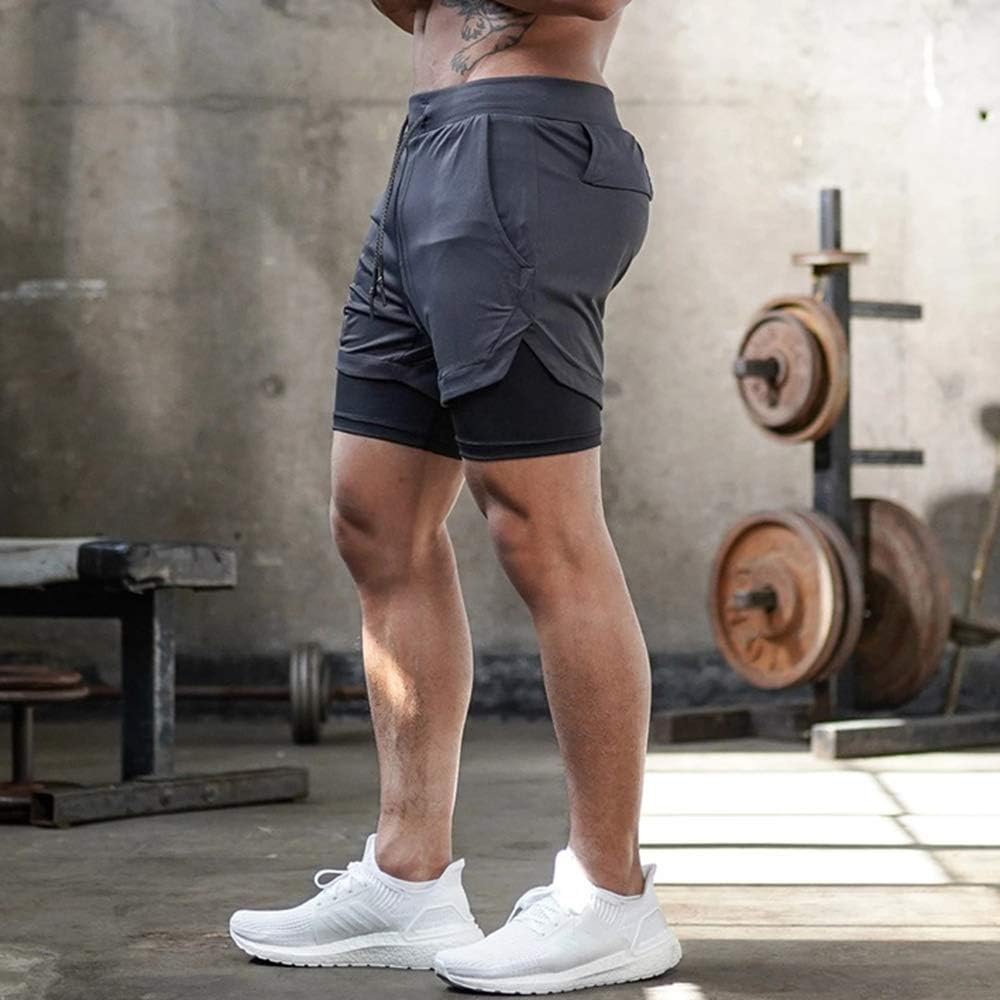 Surenow Mens Running Shorts，Workout Running Shorts for Men，2-in-1 Stealth Shorts，7-Inch Gym Yoga Outdoor Sports Shorts: Clothing
