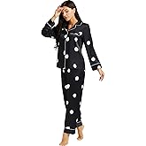 Lonxu Womens Satin Pajama Set Button Down Sleepwear Long Pj XS-3XL