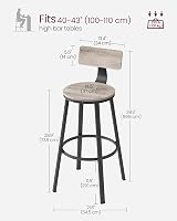VASAGLE Bar Stools Set of 2 with Backrest 73 cm Tall Greige Black LBC026B02 view 8