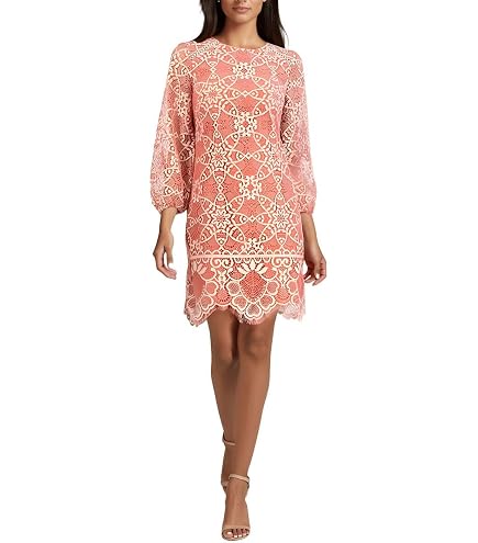 vince camuto holiday dresses Camuto, Women's, Lace Shift Dress, Coral, 2 at Amazon Women's Clothing store Elvanna