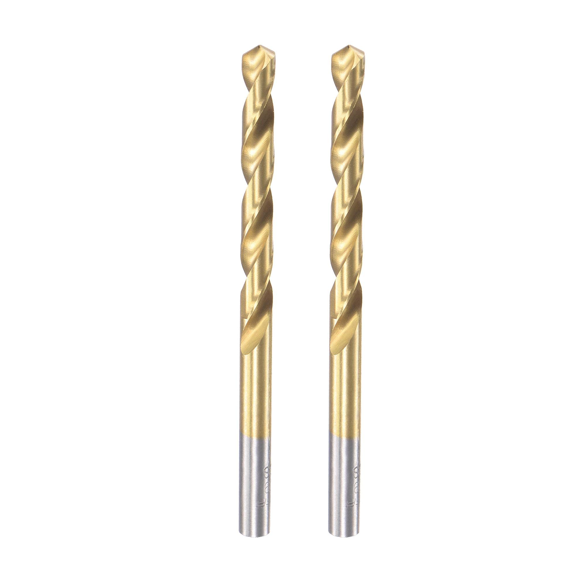 sourcing map High Speed Steel Straight Shank Twist Drill Bit Fully Ground Titanium Coated 5.9mm Drill Diameter 93mm Total Length 50mm Drill Bit Length 2 Pcs