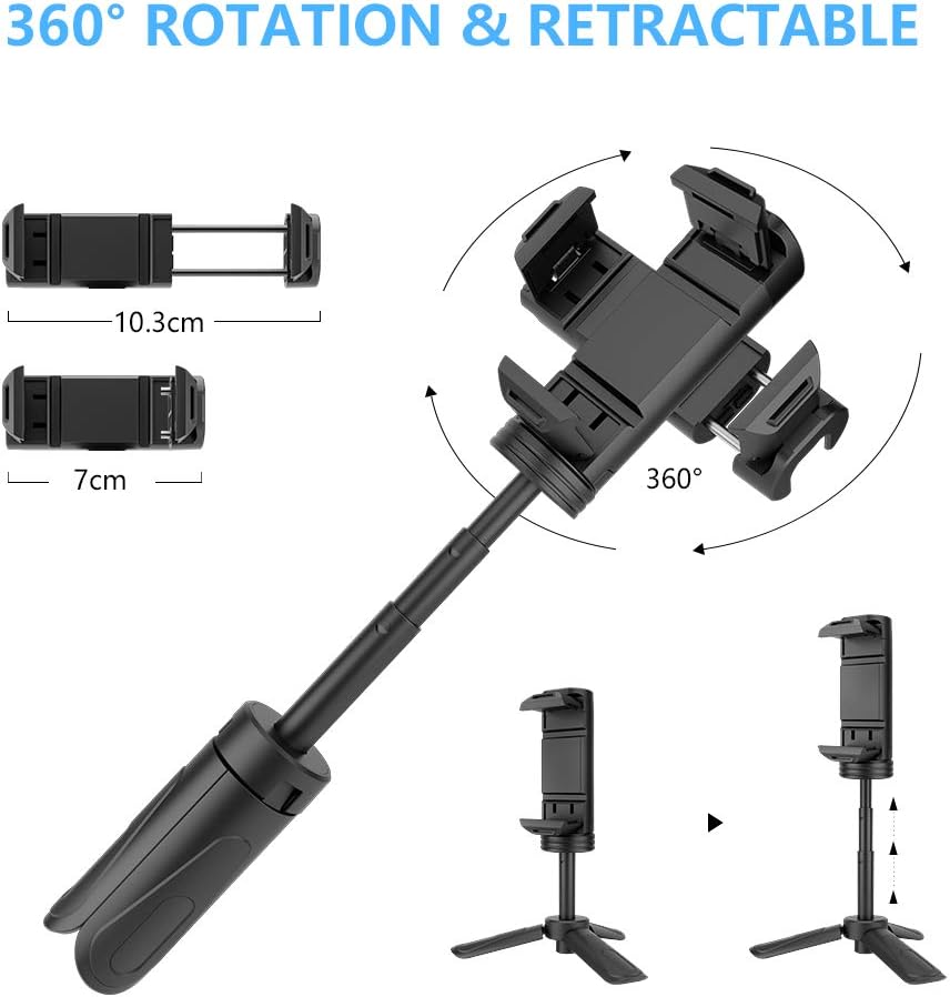 Phone Tripod, MOUNTDOG Portable Webcam Stand Mini Tripod Phone Holder, Extendable Tabletop Tripod Desktop Tripod Legs Compatible with iPhone/Camera/Samsung/Smartphone/Webcam, 360° Rotation, Black : Camera & Photo