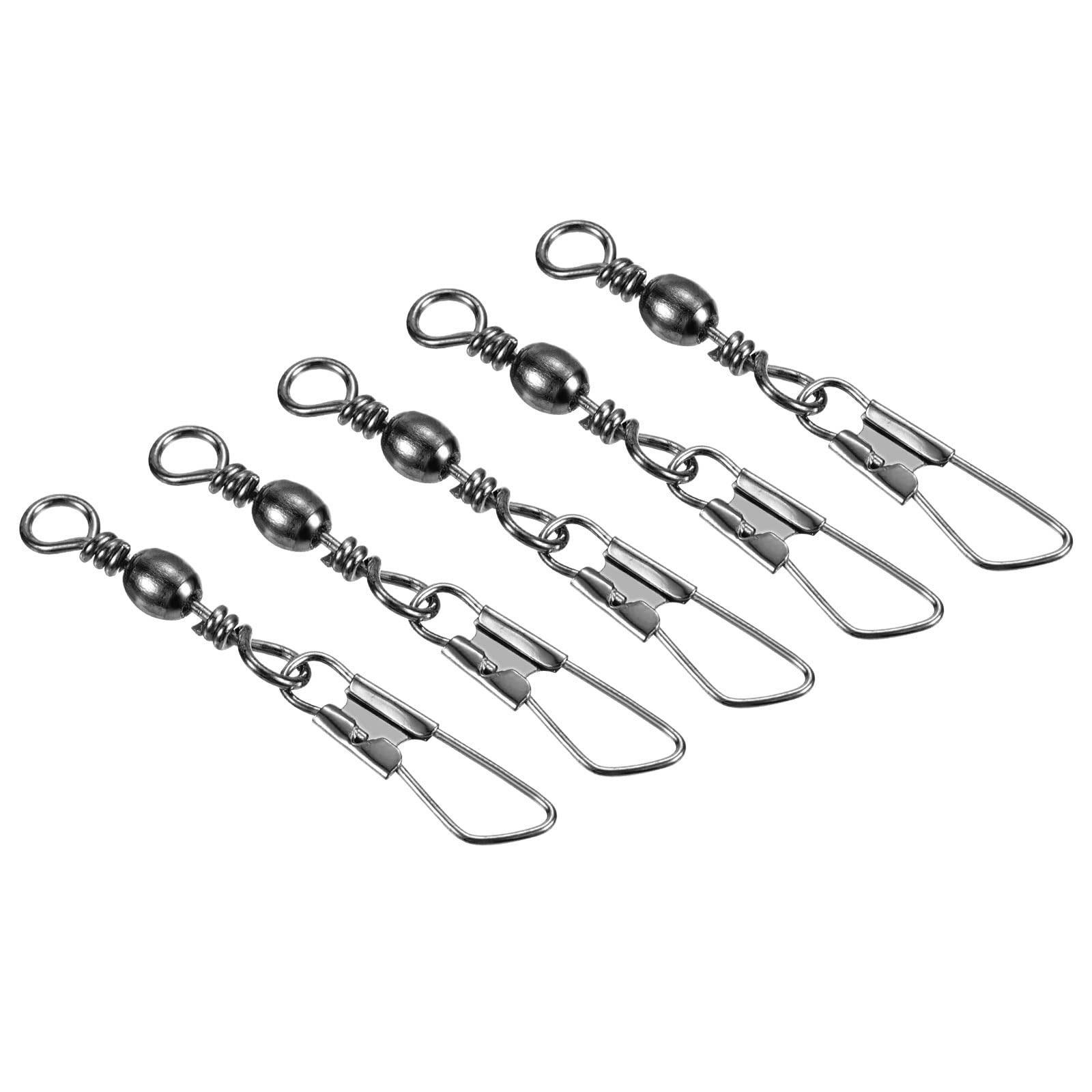 PATIKIL Fishing Barrel Swivel with Safety Snap, 100Pcs 22lb Carbon Steel Solid Ring Terminal Tackle for Saltwater Freshwater Fishing, Black
