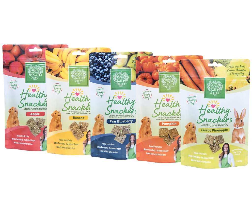 Small Pet Select – Healthy Snacker Treat Bundle (5-Pack) | All-Natural Oven-Baked Treats for Rabbits, Guinea Pigs & Small Animals | Real Fruits, Veggies & Herbs | Variety Pack